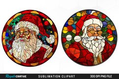 Stained Glass Santa Claus Sublimation PNG Clipart Product Image 1