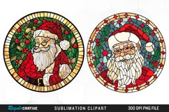 Stained Glass Santa Claus Sublimation PNG Clipart Product Image 1