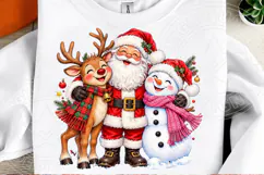 Cute Santa Reindeer Snowman PNG, Christmas Sublimation Desig Product Image 2
