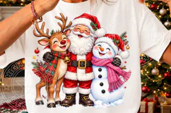 Cute Santa Reindeer Snowman PNG, Christmas Sublimation Desig Product Image 3