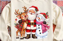 Cute Santa Reindeer Snowman PNG, Christmas Sublimation Desig Product Image 4