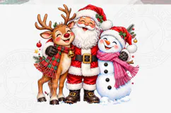 Cute Santa Reindeer Snowman PNG, Christmas Sublimation Desig Product Image 5
