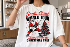 Santa Claus World Tour Christmas PNG,Rocking Santa Shirt Product Image 1