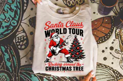 Santa Claus World Tour Christmas PNG,Rocking Santa Shirt Product Image 2