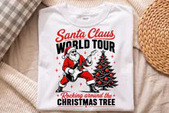 Santa Claus World Tour Christmas PNG,Rocking Santa Shirt Product Image 3