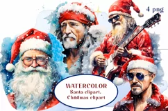 Rock and roll christmas clipart Santa claus Product Image 1