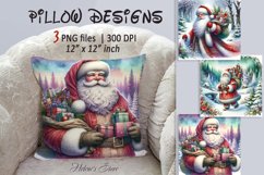 Retro Christmas print designs|Santa Claus Pillow sublimation Product Image 1