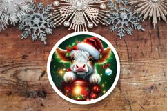 Santa Cow Green Round PNG