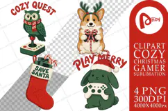 Santa's Cozy Console Holiday Pets Sublimation Product Image 1