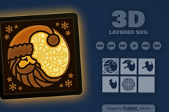 Santa Crescent Moon Mandala Layered Papercut Product Image 3