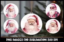 Santa Claus Christmas Round Ornaments I Pink Christmas Product Image 1