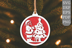 Santa Decorating Christmas Tree Laser Cut SVG Product Image 1
