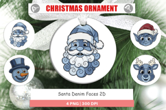 Santa Denim Faces Ornament Product Image 1