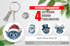 Santa Denim Faces Keychain Product Image 1