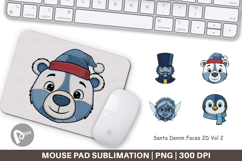 Santa Denim Faces Mouse Pad Product Image 1