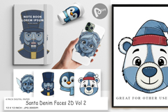 Santa Denim Faces Digital Paper Product Image 1