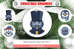 Santa Denim Faces Ornament Product Image 1
