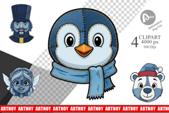 Santa Denim Faces Clipart Product Image 1