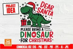 Dinosaur Christmas SVG | Dear Santa Svg | Kids Christmas Svg Product Image 1