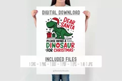 Dinosaur Christmas SVG | Dear Santa Svg | Kids Christmas Svg Product Image 3