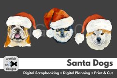Watercolor Santa Dogs for Digital Scrapbooking, Paper Crafts Product Image 4