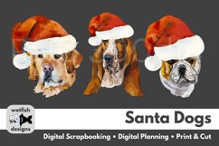 Watercolor Santa Dogs for Digital Scrapbooking, Paper Crafts Product Image 3