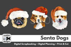 Watercolor Santa Dogs for Digital Scrapbooking, Paper Crafts Product Image 2