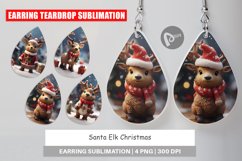 Earring teardrop sublimation design Santa Elk Christmas Product Image 1