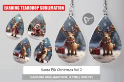 Earring teardrop sublimation design Santa Elk Christmas Product Image 1