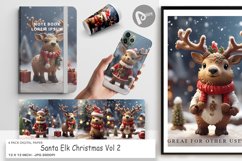 Digital Paper Santa Elk Christmas Product Image 1