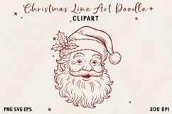 Santa Claus SVG PNG EPS, Vintage Red Line Christmas clipart. Product Image 1