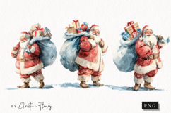 Watercolor Santa Claus Clipart | Christmas PNG Product Image 1