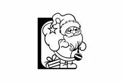 Papercut Santa with Gifts Bag Christmas Card Cover Template Product Image 2