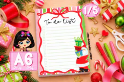 Santa Gifts and Red Bow A6 Notepad PNG PDF Product Image 1
