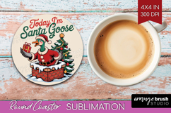 Santa Goose Xmas Round Coaster Christmas Coaster PNG Product Image 1