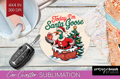Santa Goose Xmas Car Coaster Christmas Coaster PNG Product Image 1