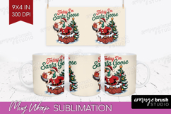 Santa Goose Xmas Mug Wrap Christmas Mug PNG Sublimation Product Image 1