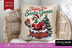 Santa Goose Xmas Pillow Sublimation Christmas Pillow Cover Product Image 1