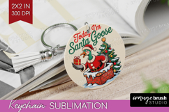 Santa Goose Xmas Keychain PNG Christmas Keychain Sublimation Product Image 1