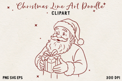 Santa Claus SVG PNG EPS, Vintage Red Line Christmas clipart. Product Image 1