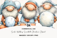 Santa Holding Snowball Christmas Clipart Product Image 1