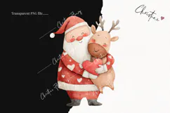 Santa Hugging Reindeer Clipart | Christmas PNG Product Image 2