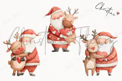 Santa Hugging Reindeer Clipart | Christmas PNG Product Image 3