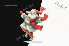 Watercolor Santa Ice Skating Clipart | Christmas PNG Product Image 2