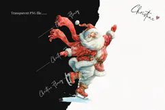 Watercolor Santa Ice Skating Clipart | Christmas PNG Product Image 2
