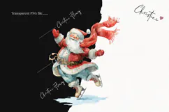 Watercolor Santa Ice Skating Clipart | Christmas PNG Product Image 2