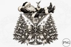 Santa in a Martini Glass PNG | Funny Christmas Cocktail Subl Product Image 1