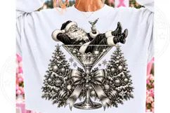 Santa in a Martini Glass PNG | Funny Christmas Cocktail Subl Product Image 2