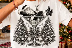 Santa in a Martini Glass PNG | Funny Christmas Cocktail Subl Product Image 3