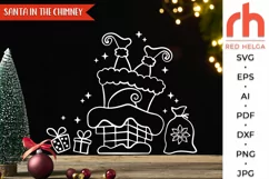 santa in the chimney svg, santa claus outline, santa gifts dxf, christmas scene svg, christmas template, xmas window decor, holiday design vector, winter theme svg, window cling svg, christmas card svg, christmas ornament svg, xmas decoration svg